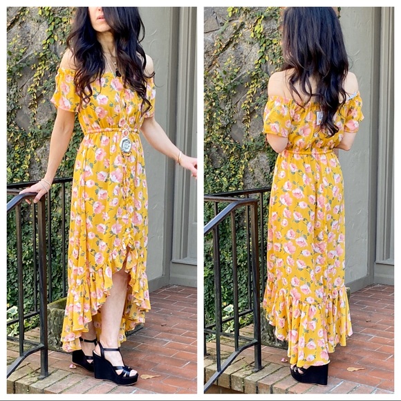 ✨LAST ONE✨off the shoulder high low boho dress - Picture 3 of 8